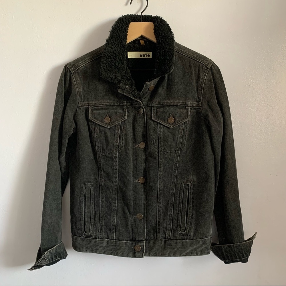 TopShop • Black Sherpa Jean Jacket